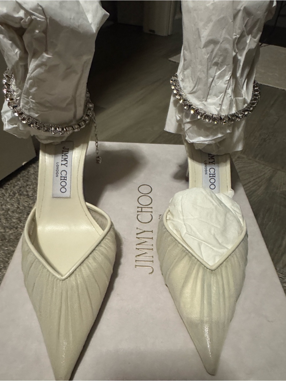 Jimmy Choo Ivory Saeda Tulle heels. - Picture 2 of 9